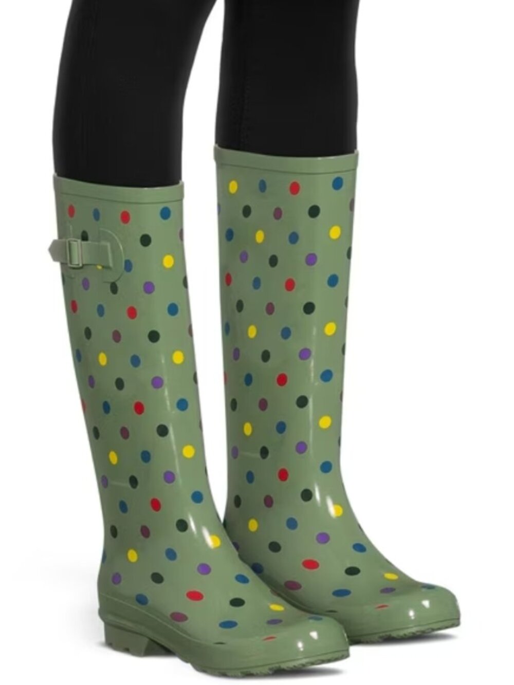New Without Tags Time and Tru Women's Polka Dot Buckle Rain Boots